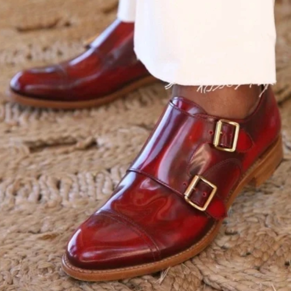 The Office of Angela Scott - Mr. Colin Red Leather Double Monk Strap Oxford - 40